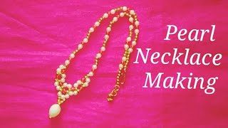 DIY PEARL NECKLACE Making  Pearl Jewellery making  Simple Necklace Designs  myhomecrafts [upl. by Koeppel687]