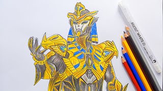 GOLDEN PHAROAH DRAWING  PHAROAH XSUIT DRAWING PUBG MOBILE [upl. by Solnit]