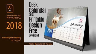 Professional Printable Desk Calendar Free I Adobe Illustrator CC Tutorial by Mams I Sketch Station [upl. by Buffy930]