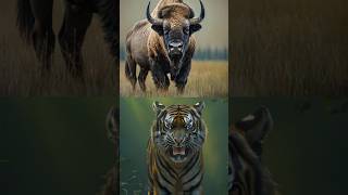 Tiger vs horned animals bull bison rhinoceros animals [upl. by Bury413]