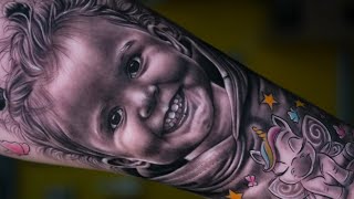 Portrait Tattoo Time Lapse  Daughter Tattoo [upl. by Keller]