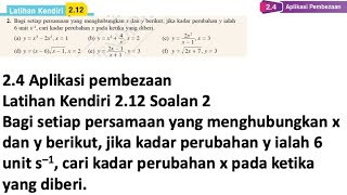 Latihan Kendiri 212 Soalan 2  24 Aplikasi pembezaan  Bab 2 Pembezaan  Add Maths Form 5 [upl. by Seuqirdor]