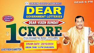 LOTTERY LIVE DEAR  6PM 20102024  SIKKIM LOTTERY SAMBAD [upl. by Kolodgie]