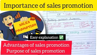 Importance of sales promotion  Advantage of sales promotion  purpose of sales promotion bba [upl. by Becket]