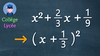 Factoriser des expressions avec des fractions à laide des identités remarquables  Collège Lycée [upl. by Reifinnej]