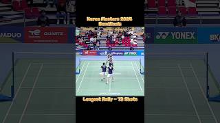 Longest Rally  73 Shots KiSeo vs JinKim KoreaMasters2024 BWFWorldTour shorts Badminton [upl. by Oberg188]