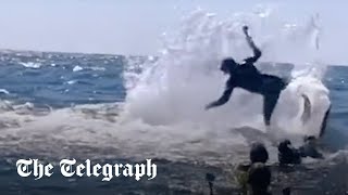 Humpback whale throws snorkeller into the air [upl. by Craggie]