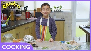 CBeebies Recipes  Pork Prawn Cha [upl. by Icyac]