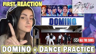 WHAT IS THIS DANCE DUDE Stray Kids  DOMINO 가사  Dance Practice  REACTION [upl. by Ecyla429]