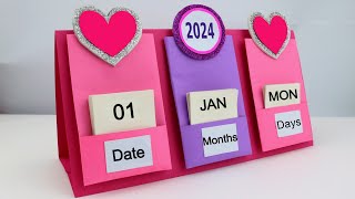 How to make New Year 2024 Desk Calendar  DIY Calendar  Handmade Desk Calendar  New Year Crafts [upl. by Nnomae]