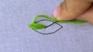 Easy Leaf Hand Embroidery Stitches Tutorial for Beginners  Leaf Design  107 [upl. by Minardi105]