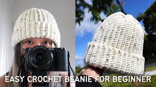 Easy Crochet Beanie for Absolute Beginners [upl. by Jeraldine]