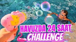 HAVUZDA 24 SAAT CHALLENGE  Havuzdan Son Çıkan Kazanır Hile Var [upl. by Rosalinde]