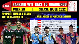 RANK BWF WORLD TOUR FINAL 2022 Terbaru  APRISITI MASUK 8 BESAR  FAJRI Kokoh Di Peringkat 1 [upl. by Trula]