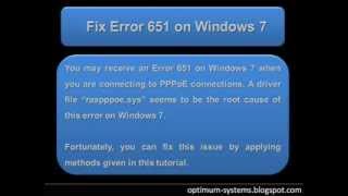 Fix Error 651 with PPPoE connections in Windows 7 [upl. by Lrub90]