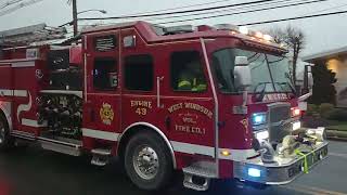 west Windsor fire department engine 43 milltown rescue squad rescue 38 arrived at warehouse fire [upl. by Bravin]