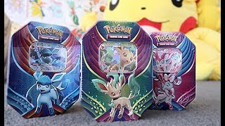 Opening The Evolution Celebration Tins Sylveon Leafeon Glaceon [upl. by Eanwahs]