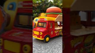 Magnetic Induction DieCast Food Truck Pull Back Car – Hamburger Pizza Drink amp Hot Dog Alloy Toy [upl. by Allerim]