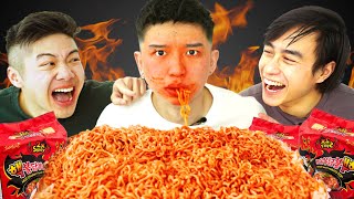 Eating 12x Spicy Noodles with a Straight Face CHALLENGE [upl. by Anayit]