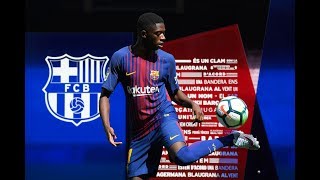 Dembele fails at balljuggling at Barcelona unveiling [upl. by Deyes]