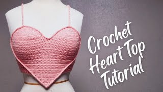 Crochet Heart Top  Beginners Friendly Tutorial [upl. by Tennos]