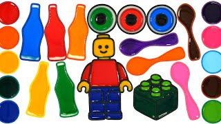 NikLNip Wax Bottle Jelly Coloring  Eyeball Spoon Jelly  Menggambar Dan Mewarnai Lego man block [upl. by Vaughn]