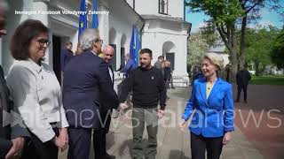 Giornata dellEuropa Von der Leyen incontra Zelensky a Kiev [upl. by Yesdnil]