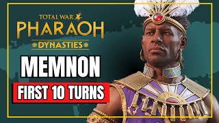 🏹MEMNON First Look🏹 Napata Total War PHARAOH Dynasties Gameplay Campaign Guide Review Lets Play [upl. by Nywra]