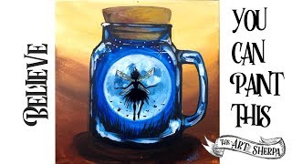 Fairy Pixie Moon in Jar Easy Acrylic painting Step by Step Live Stream  TheArtSherpa [upl. by Neerak355]