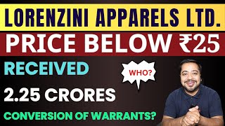 Lorenzini Apparels Share Latest Update on Warrants Conversion Company Received 225 Crores [upl. by Kaylil618]