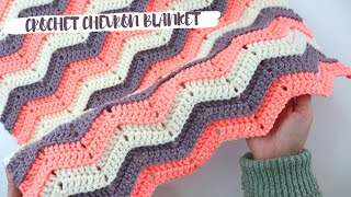 How To Crochet Chevron Stitch  Easy Baby Blanket [upl. by Oneladgam]