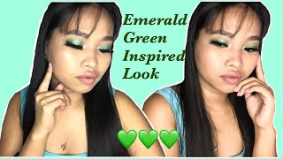 MAKE UP TRANSFORMATION  EMERALD GREEN EYESHADOW INSPIRED MAKE UP LOOK  claire silverio [upl. by Aratahs701]