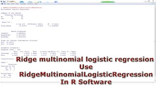 Ridge multinomial logistic regression Use RidgeMultinomialLogisticRegression With In R Software [upl. by Tdnerb900]