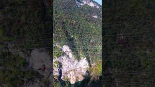 Highaltitude zip line thrilling Zhangjiajie Grand Canyon Scenic Area [upl. by Ilamad]