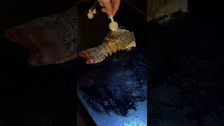 Flambéed giant lobster tail with garlic butter sauce cooking lobster chef cookingchannel [upl. by Alamat]