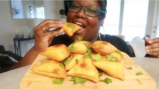 BUFFALO CHICKEN DIP SAMOSAS COOKING AND EATING [upl. by Hekking516]