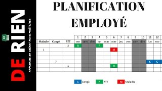 planification des absences des employés  Tutoriel Excel  DE RIEN [upl. by Zerdna]