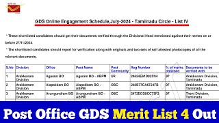 GDS Merit List 4 out  post office gds merit list 4  jobs for you tamizha [upl. by Issie254]