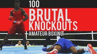 100 BRUTAL Amateur Boxing Knockouts [upl. by Adrial637]