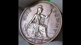 one penny 1946 United Kingdom A Big Coin Amazing [upl. by Cired]