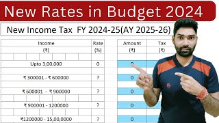 Income tax slab rates changes for FY 2024 25 AY 2025 26 in Budget 2024  Tax on salaried person [upl. by Mainis]