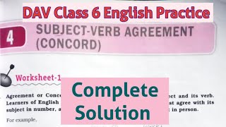 Subject Verb Agreement Concord DAV Class 6 English Practice Unit 4 Solution [upl. by Karina]