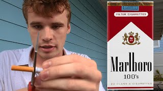 Cutting the Filter off a Malrboro Red 100 and Smoking It [upl. by Carver]