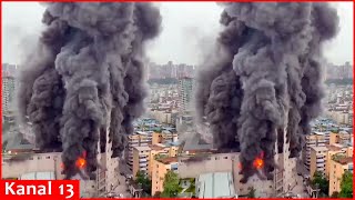 A fierce fire in a highrise shopping center in China  death toll reached 16 [upl. by Fosdick]