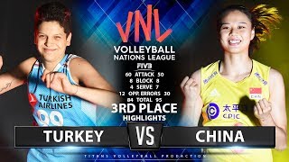 TURKEY vs CHINA  3RD PLACE HIGHLIGHTS  Womens VNL 2019 [upl. by Ylrebmic]