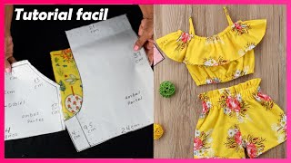 DIY Como hacer Tops  short para niñas espectacular [upl. by Irdua]