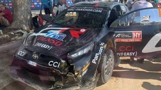 🇫🇷 Sébastien Ogier CRASHES on Power stage EKO Acropolis Rally 2024 Sebastien Ogier crash [upl. by Enahpets]