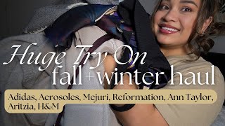 FALL WINTER 2024 TRY ON HAUL  workwear petite basics shoes ARITZIA REFORMATION AERSOLES HampM [upl. by Llyrpa]