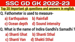 SSC GD GK  SSC GD GK GS  SSC GD GK Class  SSC Constable GD GK Class 20222023 [upl. by Bianca]