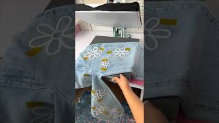 IRONON VINYL ON JEANS 🤯😍 cricut craft jeans htv heatpress craft diy [upl. by Rakabuba354]